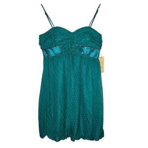 NWT Essential by A.B.S Womens Y2K Fairycore Babydoll Dress 10 Green Bubble Hem